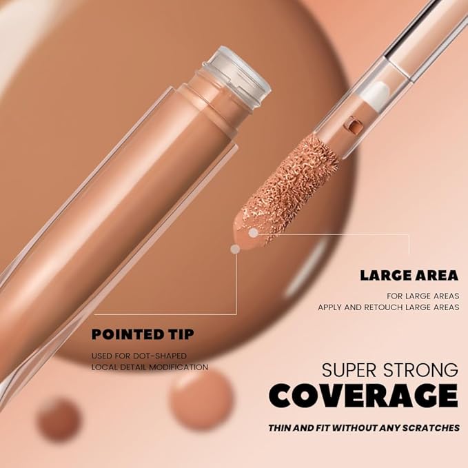 Kaely Liquid Concealer for Older Women, Under Eye Brightener Full Coverage Concealer for Dark Circles, Color Correcting Foundation Face Makeup Waterproof, Vegan & Cruelty-Free, 08 Tan Natural