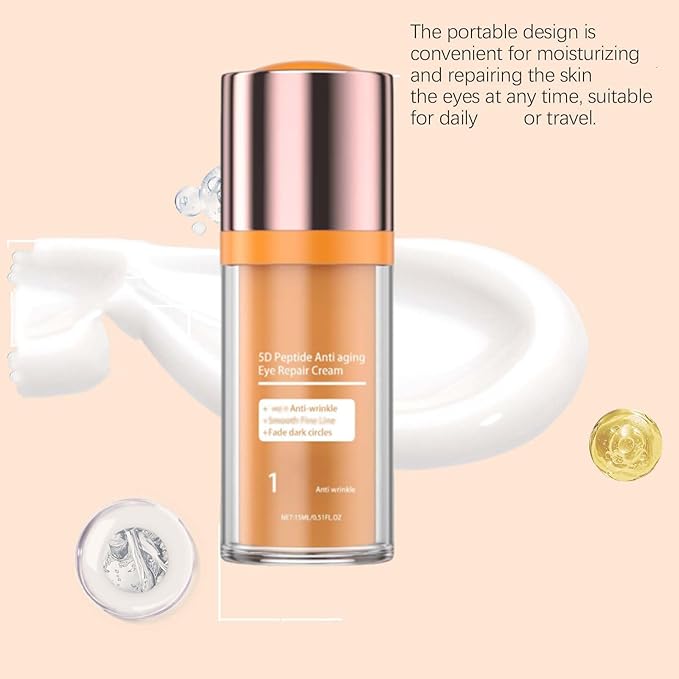 Beauty Crema De Ojos Con Péptidos 5d, Peptide Eye Cream, Skin Under Eyes Moisturize, Peptides Anti-Aging Eye Repair Cream, Firming Eyecream for Reduce Fine Lines, Dark Circles, Puffiness (2PC)