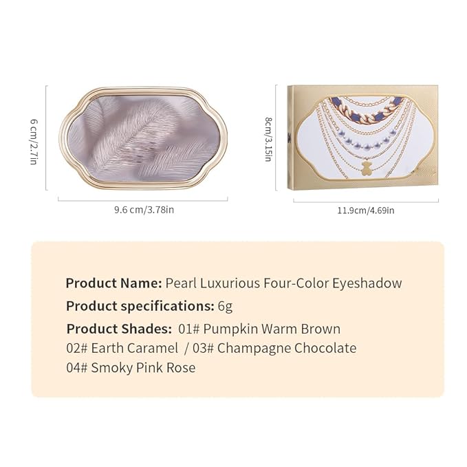 Nude Eyeshadow Palette 4 Colors, Champagne chocolate Matte & Shimmer Neutral Shades, Highly Pigmented Blendable Long-Lasting Powder, Smooth No-Fallout Daily Eye Makeup Palette and Natural Looks-B03#