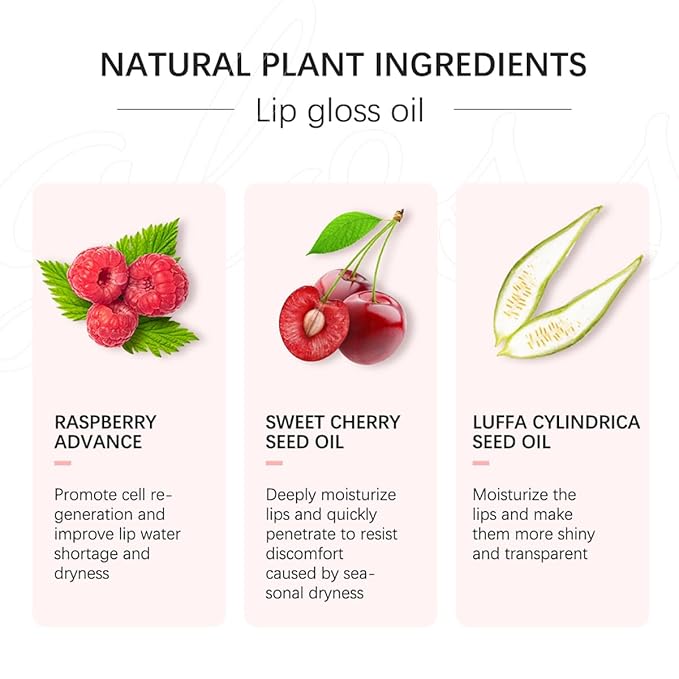 Hydrating Lip Glow Oil Moisturizing Plumping Lip Tint Lip Gloss Transparent Lip Balm Long Lasting Nourishing Repairing Lightening Lip Lines (000#+012#)