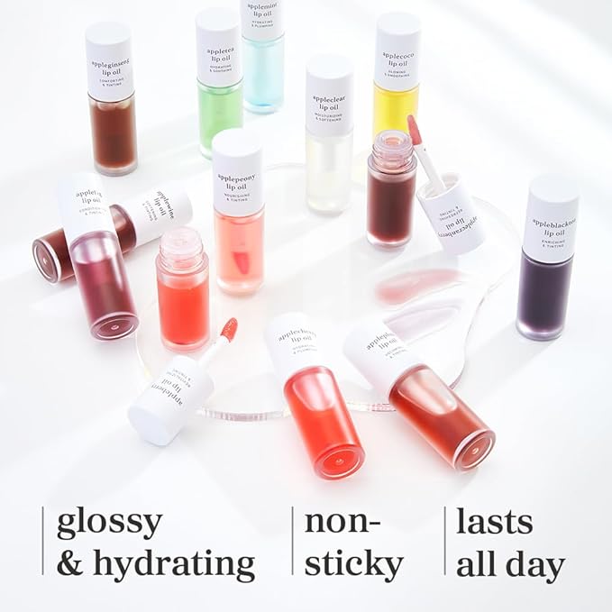 NOONI Korean Lip Oil - Appleginseng | Lip Stain, Gift, Long-Lasting, Moisturizing, Plumping, Revitalizing for Dry Lips, Waterproof, No Peel Off, Korean Lip Tint, Stocking Stuffers, 0.12 Fl Oz