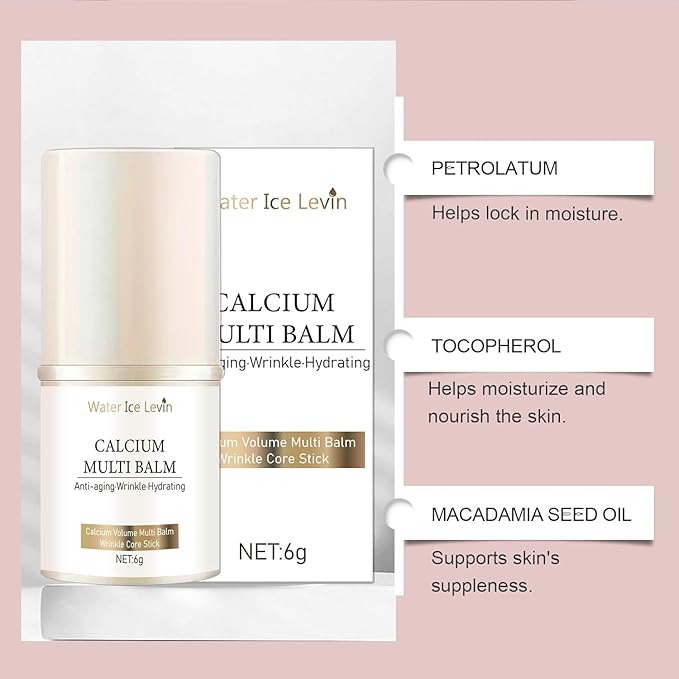 Water Ice Levin 2PCS Calcium Multi Balm, Calcium Volume Multi Balm, Wrinkle Removal Stick, Collagen Moisturing Stick, Anti-aging, Hydrating, Firming Skin, Suitable for Eyes, Face, Neck