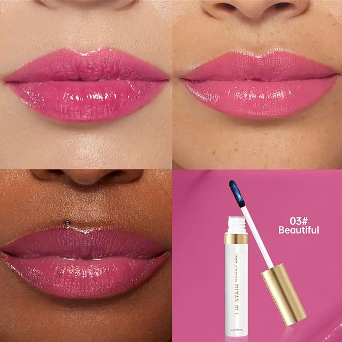 Lip Stain - Wipe-Off &Peel Off Lip Color | Waterproof, Long Lasting, Transfer-Resistant, Smudge-Proof Lip Tint | Easy Wipe Finish, High Pigment | All-Day Vibrant Kiss-Proof Lip Stain, vibrant pink+01#