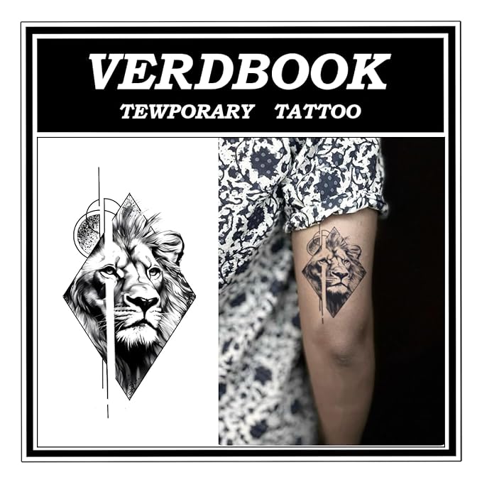 Waterproof Temporary Tattoos: 2-Sheet Tattoo Kit with Realistic Body Stickers, Semi-Permanent Tattoos for Adults Lasting 7-15 Days – Safe for Men & Women, Royal Emblem