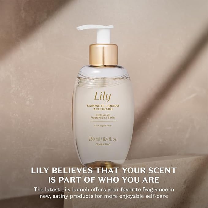 O Boticário Lily Satin Body Wash, Sophisticated Bath & Shower Gel Soap for Luxurious Soft Skin, Lily Fragrance Scented, 8.4 Ounce (250ml)