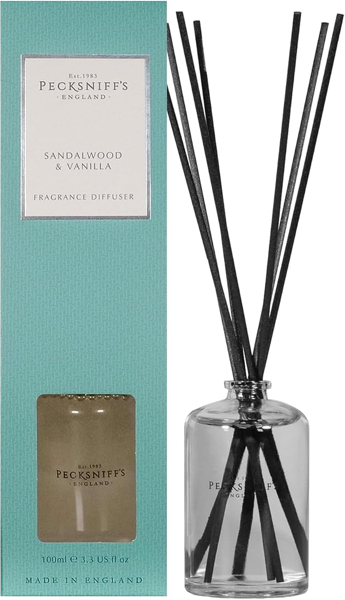Pecksniff's Classic Diffuser Set | Enchanting Sandalwood & Vanilla Scent | Long-Lasting, Captivating Fragrance Diffusers for Home and Office, 100 ml/ 3.3 fl oz