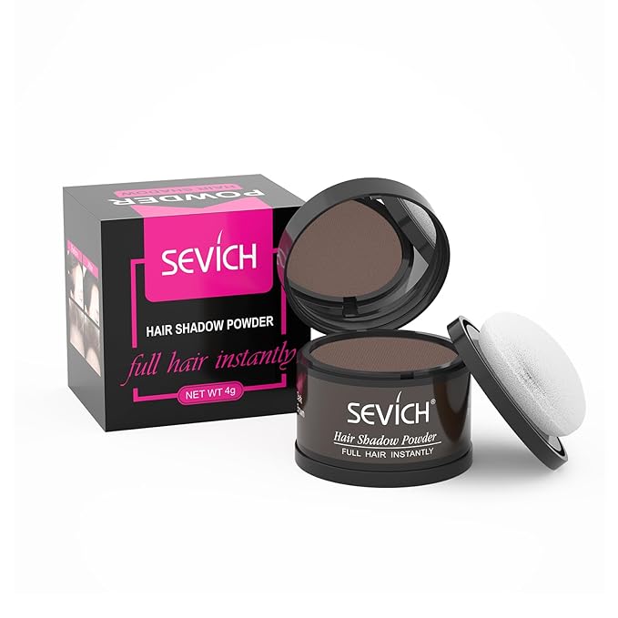 SEVICH Instantly Hairline Shadow Hairline Powder, Quick Cover Grey Hair Root Concealer, Eyebrows & Beard Line, Hair Root Touch Up for Thinning Grey Hairline, Windproof&Sweatproof, Dark Brown