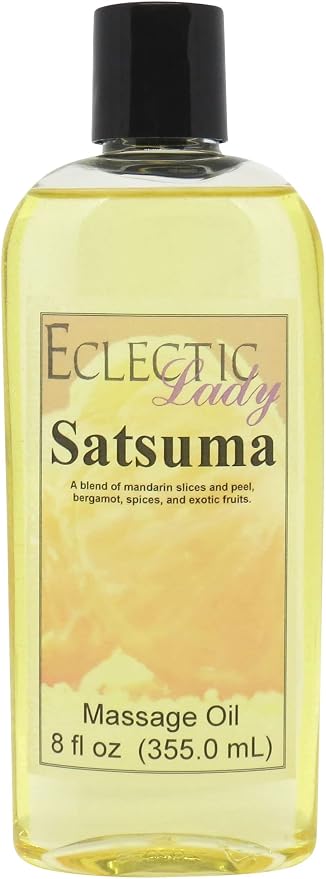 Satsuma Massage Oil, 8 oz, With Sweet Almond Oil and Jojoba Oil
