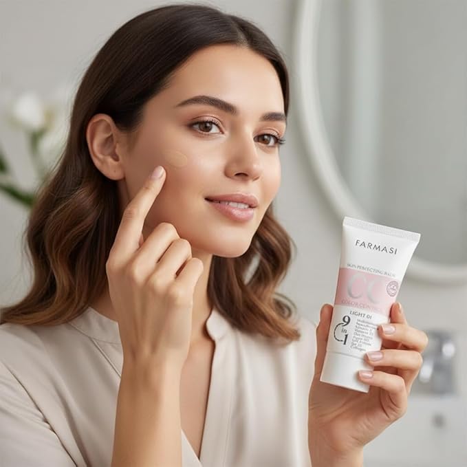 FARMASi CC Color Correcting Cream, Tinted Moisturizer Makeup Base with SPF 25, Lightweight Buildable Coverage, Natural Flawless Finish, All Skin Types, 1.7 fl oz, Light