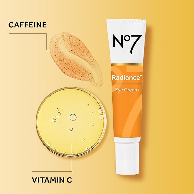 No7 Radiance+ Roll & Glow Eye Cream - Reviving & Illuminating Under Eye Roller - Color Correcting Vitamin C + Caffeine Cream for Dark Circles, Puffiness & Dullness (15ml)