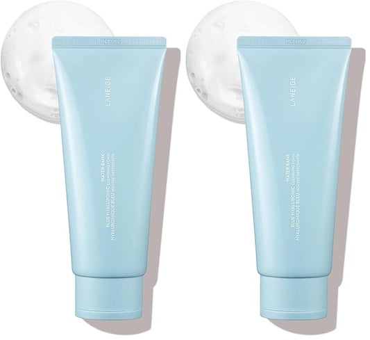 LANEIGE Water Bank Cleansing Foam: Hydrating Face Wash and Makeup Remover with Hyaluronic Acid & Papain Enzyme for Smooth,Soft Skin,(Pack of 2)