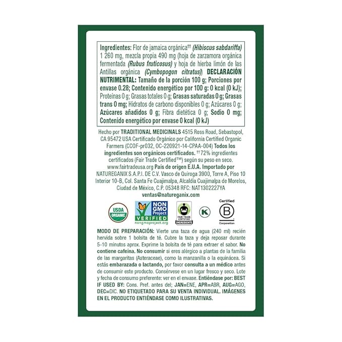 Traditional Medicinals Organic, Hibiscus Tea - Supports Normal Heart Health & Cardiovascular Wellness - Kosher, Non-GMO, Caffeine-Free, Compostable - 16 Tea Bags (Pack of 2)