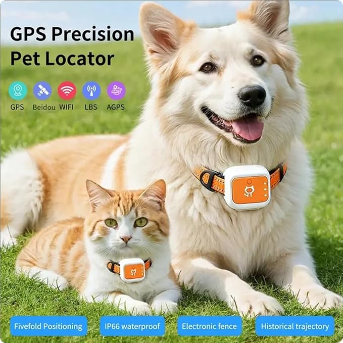 Smart GPS Tracker for Cat Dog GPS Collar Tracker for Pet Anti-Lost Device for Pets (Large for Dog)