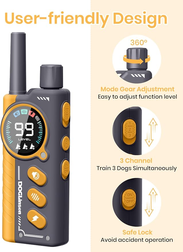 Smart 2-in-1 Bark and Shock Collar for Dogs - AI Anti-Misoperation, 3300FT Remote Training Collar, IPX7 Waterproof, 4 Modes (Tone, Vibration, Safe Shock, Auto Anti-Bark) for Dogs