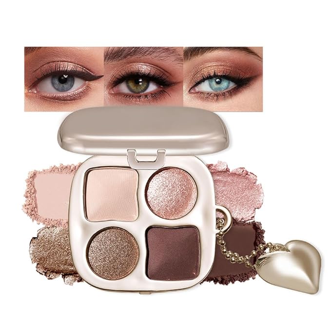 Warm Peach Nude Eyeshadow Palette with Mirror, Matte & Shimmer Mini Eye Shadow Kit, High Pigment Blendable Long-Lasting Champagne Glow & Warm Neutral Contour Makeup Palette for Blue & Brown Eyes 5