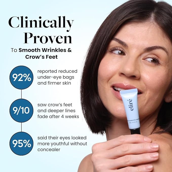 Eliré Anti-Aging Eye Cream - Smooths Wrinkles, Firms and Hydrates - With Ceramides and Caffeine - Reduces Fine Lines and Puffiness - Fast-Absorbing, Invisible Under Makeup - 15ml