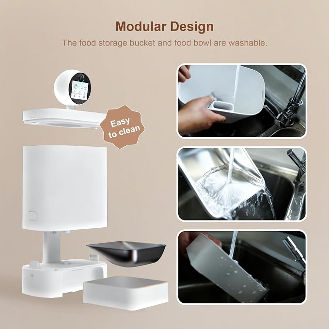 AI Smart Automatic Cat Feeder with 360° Camera, 2K HD Night Vision & 2-Way Audio, Smart APP Control, Up to 16 Meals/Day, 5.5L Timed Food Dispenser for Cats and Dogs