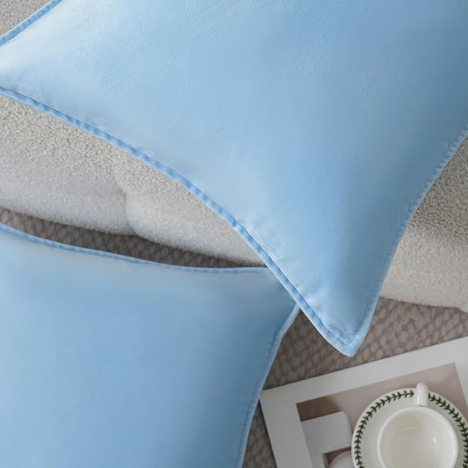 Velvet Light Blue Throw Pillow Covers 18”x18”Pack of 2 Soft Decorative | Square Cushion Covers for Couch Sofa Bed Livingroom Car Home Decor,45x45Cm