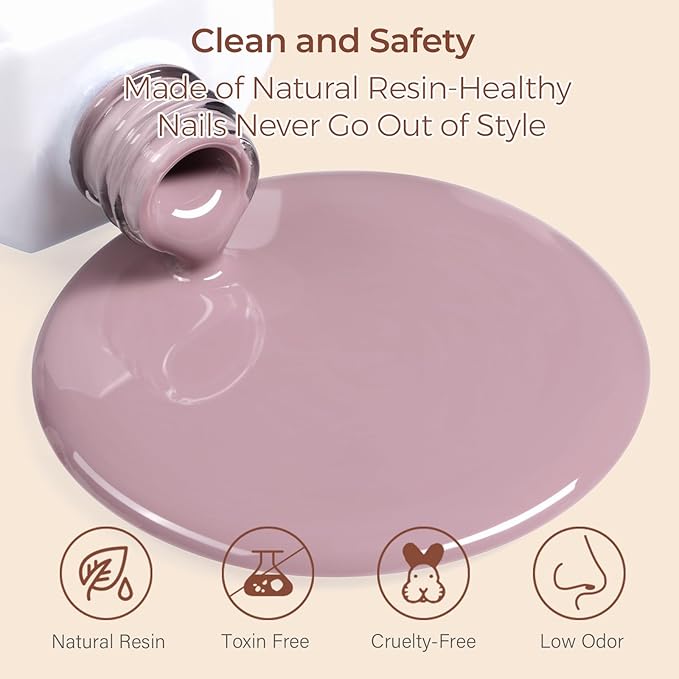 AILLSA Gel Nail Polish Dusty Mauve Jelly Polish Gray Purple Neutral Nude Polish Dark Lavender Nude Natural Color Fall Winter Soak Off U V Gel for Nail Salon at Home 0.51 Fl Oz/GC02