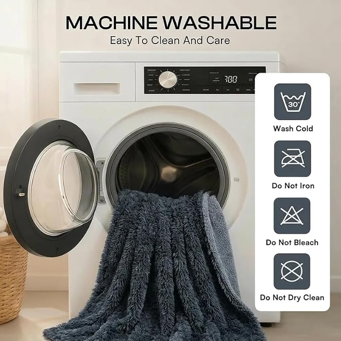 Waterproof Dog Blanket Pet Throw Blankets Fluffy Long Faux Fur Reversible Puppy Blankets 85x57in Furniture Protector Cover for Sofa Bed Couch Bed Cover Washable for Dogs Cats (Grey XL)