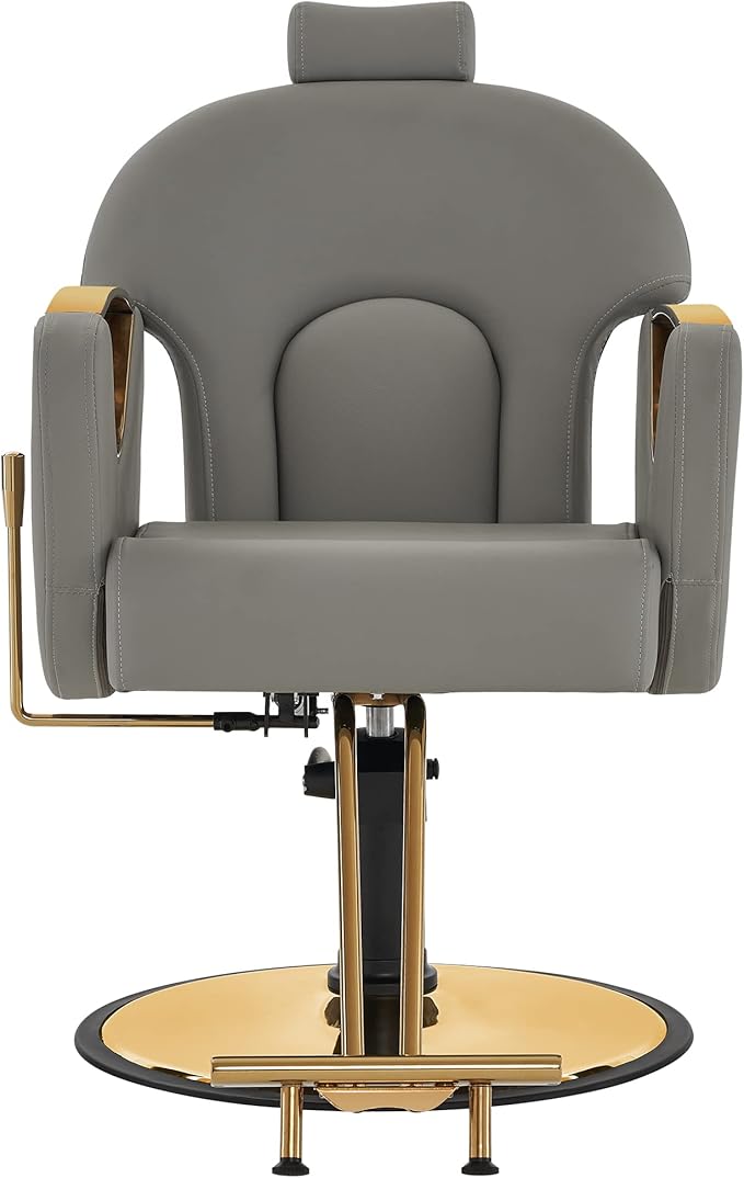 BarberPub Luxurious Classic Barber Chair Hydraulic Pump Recline Beauty Spa Styling Salon for Hair Stylist Equipment 9578 (Grey)