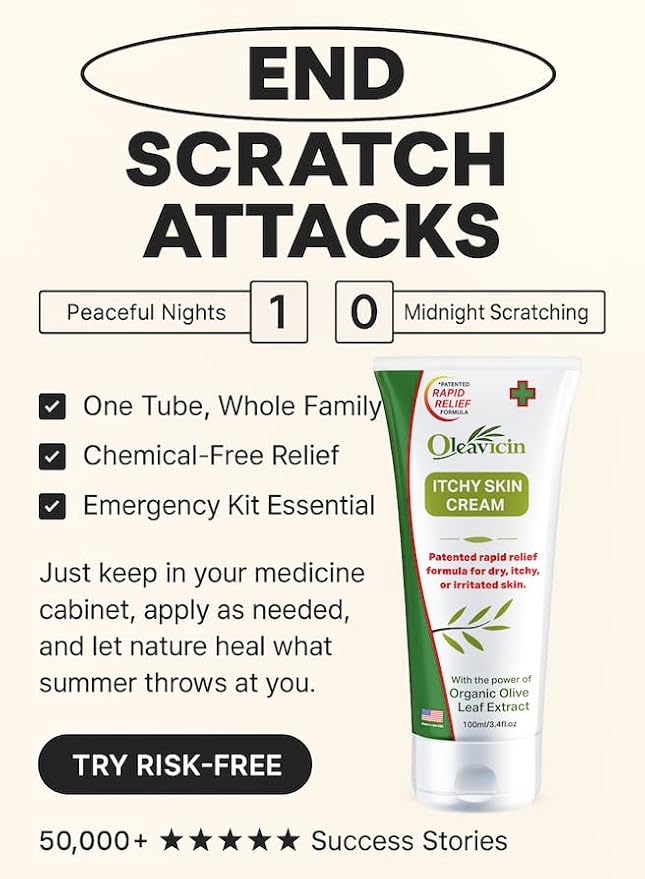 Oleavicin Organic Extra Strength Anti-Itch Cream for Dry, Itchy Skin Relief Natural Fungal & Rash Treatment with Olive Leaf Extract Fast-Acting, Long-Lasting Relief
