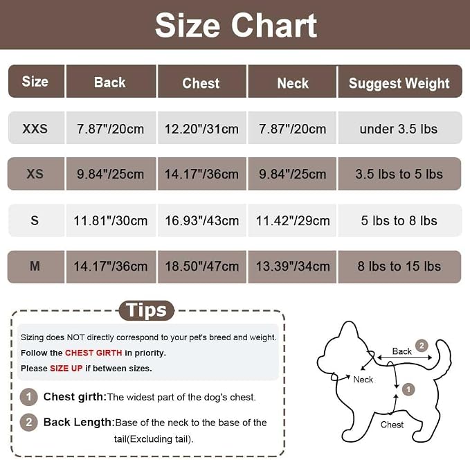 Yikeyo Dogs Sweater,Dog Sweaters Pajamas for Small Dogs,Fleece Warm Puppy Onesie,Chihuahua Yorkie Clothes,Pet Outfit Apparel,Khaki,XXS,Chest 11IN