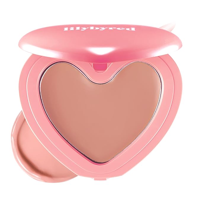 lilybyred Luv Beam Cheek Balm | Heart-Shaped Korean Cream Blush, Semi-Matte Finish, Long-Lasting, Blendable & Buildable, Soft Creamy Texture, Lightweight, Natural Flush, 0.12 oz. (16 Honey Peach)