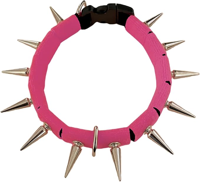 CoyoteCollar Spike Dog Collar, Adj/Replaceable Spikes, Medium, Pink