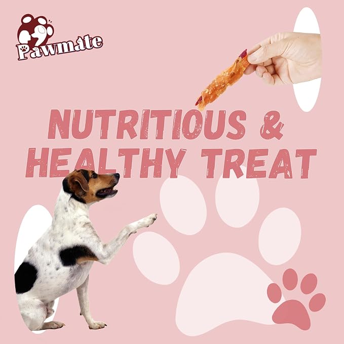 Pawmate Dog Treats Chicken Jerky Wrapped Double Sweet Potato 10.6oz | Healthy Chicken Jerky Dog Chews, High Protein Low Fat Dog Chewy Training Snacks for Small Medium Large Dogs, 12-15 Counts