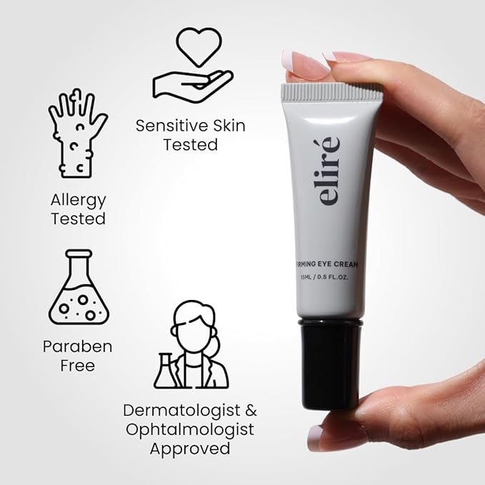 Eliré Firming Eye Cream - Instant Lift and Tightening Treatment - Arginine/Lysine Peptides + Ceramide - Reduces Fine Lines, Wrinkles, Under-Eye Bags - Lightweight, Works Under Makeup - 15ml
