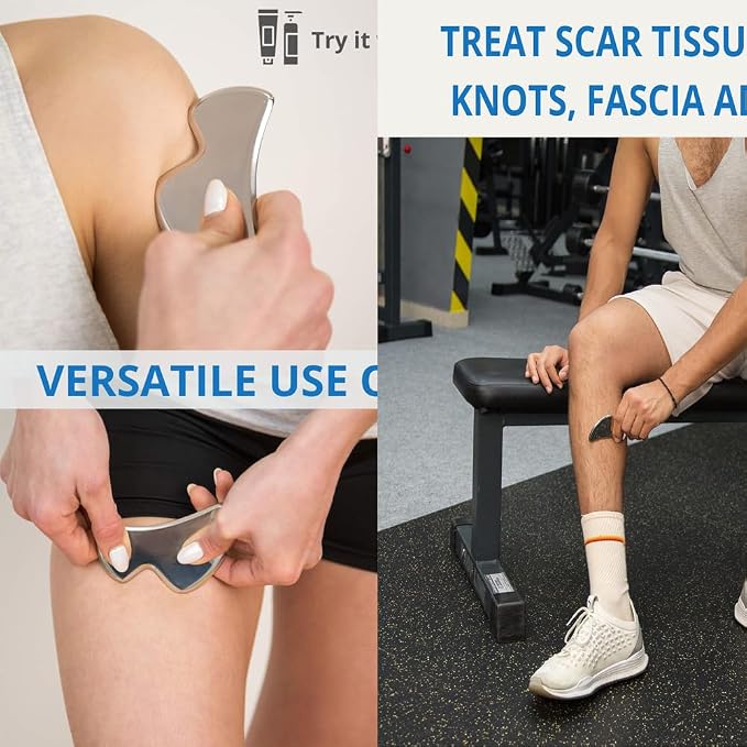 Muscle Scraper Tool Set, Stainless Steel IASTM Tools,Scraping Tool Physical Therapy Massage Kit with Storage Case(4pcs)