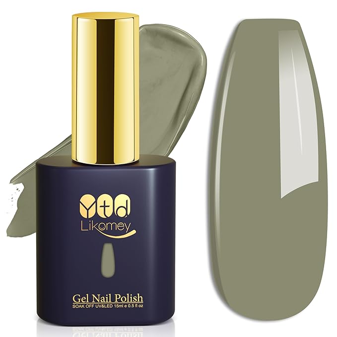 YTD Likomey Sage Green Gel Nail Polish,15ml Grey Green Salon Home DIY Manicure and Pedicure Fall Winter Soak Off UV Color Varnish, CS011