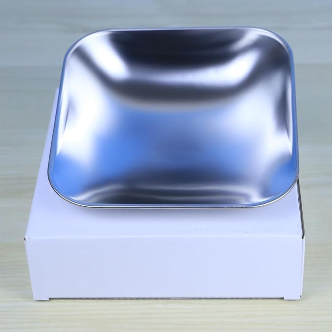 ANDOLL HOME Stainless Steel Bowl for Automatic Cat Feeder, Healthy and Harmless, Easy Clean and Friendly to Pet Whiskers (Square)
