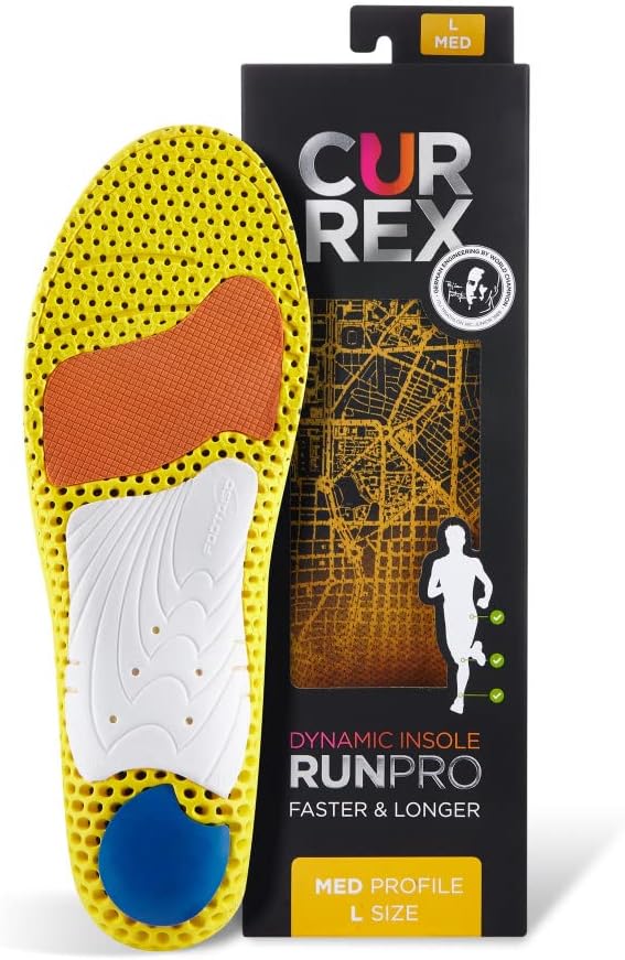 CURREX RunPro Insoles for Running Shoes, Arch Support Inserts to Help Reduce Fatigue, Prevent Injuries, Boost Performance for Men & Women (Medium Arch, Size Medium)