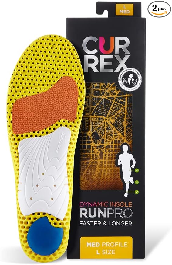 CURREX RunPro Insoles for Running Shoes, Arch Support Inserts to Help Reduce Fatigue, Prevent Injuries, Boost Performance for Men & Women (Medium Arch, Size XL)