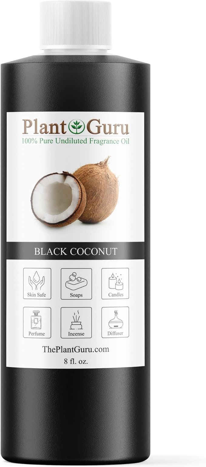 Black Coconut Fragrance Oil 8 fl. oz. Scented Oil for DIY Soap Making, Candles, Bath Bombs, Body Butters. Used in Aromatherapy Diffusers, Burners and Warmers. Great Addition to Lotions and Creams.