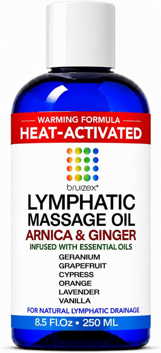 Lymphatic Drainage Massage Oil for Massage Therapy- Warming Arnica & Ginger | Surgeon-Developed Formula | Post Surgery Recovery, BBL, Liposuction, 360 Lipo, Tummy Tuck, Fibrosis | Made in USA | 8.5 Oz