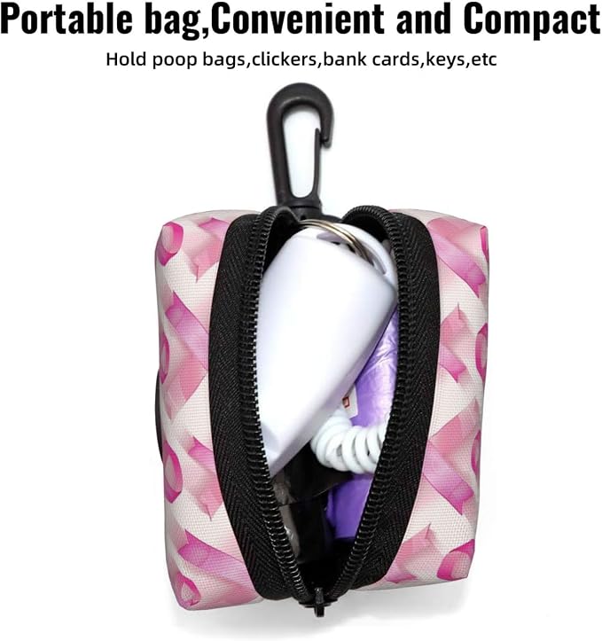 Breast Cancer Pink Ribbons B Print Dog Poop Bag Holder