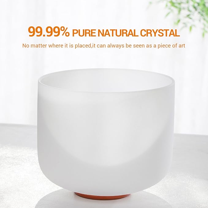 432HZ 7inch 8inch 9Inch Set Of 3 Pcs Quartz Crystal Singing Bowls Set with Thick Carrying Case Bag, Resonance Striker, O-ring, Chakra Sound Bowl for Spiritual Healing, Mindfulness, Meditation, Yoga