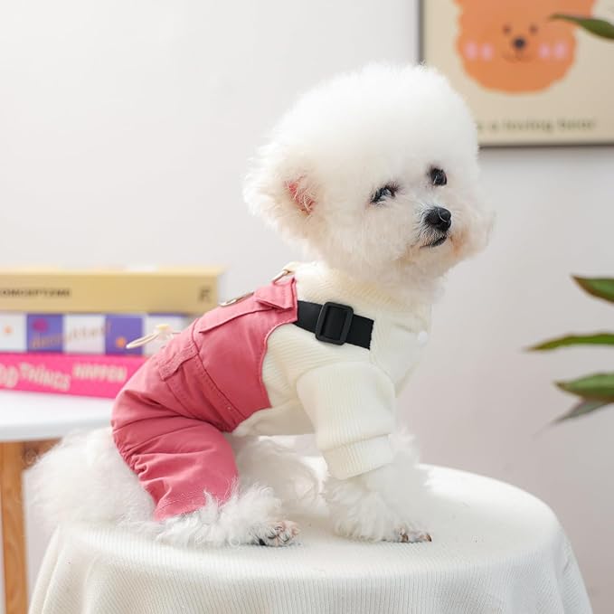 Dog Stylish Overalls Comfortable One Piece Puppy Outfits Summer Bib Overalls for Small Dogs Cute Pet Jumpsuit Onesie Chihuahua Yorkies Birthday Holiday Clothes Costume