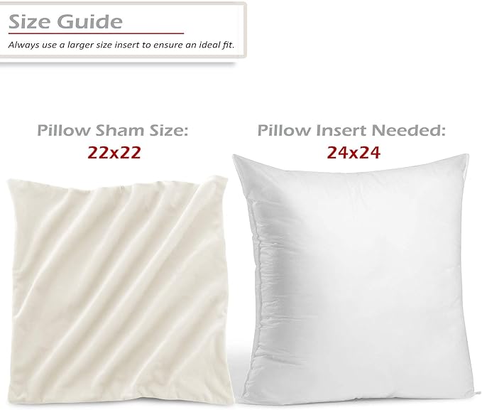 Throw Pillow Inserts Pack of 2 with Velvet Soft Solid Decorative Square Throw Pillow Covers Set for Sofa Couch Car Bedroom, 24X24 Throw Pillows Inserts with 22x22 Washable Cushion Covers, Off White