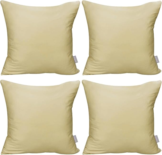 4-Pack 100% Cotton Comfortable Solid Decorative Throw Pillow Case,Thmyo Square Cushion Cover Pillowcase Sublimation Blank Pillow Covers DIY Throw Pillowcase for Sofa Bedroom(20x20 inch/ 50x50cm,Khaki)