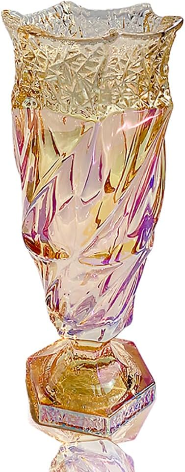 Glass Flower vase 2.4lb 9.5inch,Bohemian Style, for Centerpieces,Wedding,Home Decor Glass Vase (Sparkling Amber)