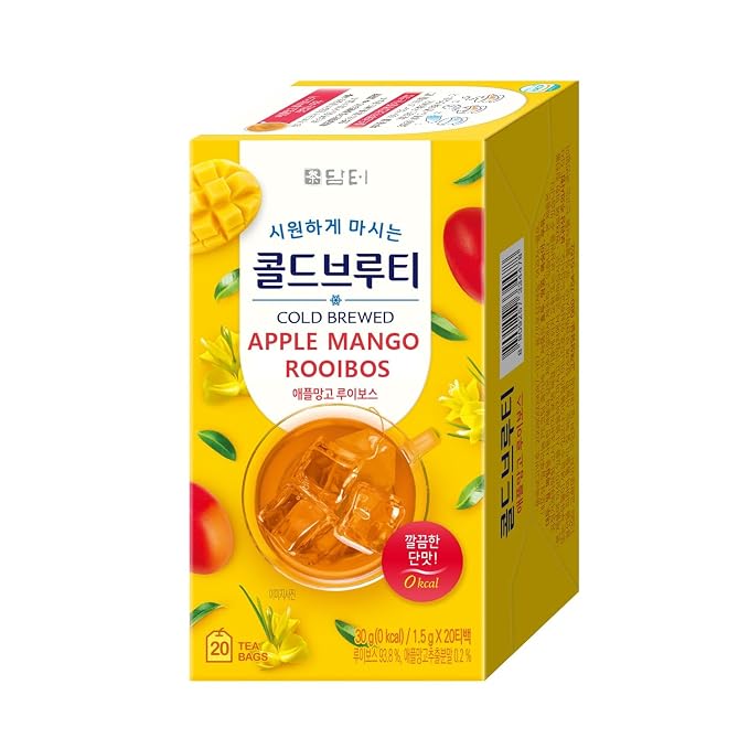 Damtuh Apple Mango Rooibos Cold Brew Tea - Zero Carbs Zero Sugar, Sweet Cold Tea Beverage with Stevia 30g (20 tea bags)