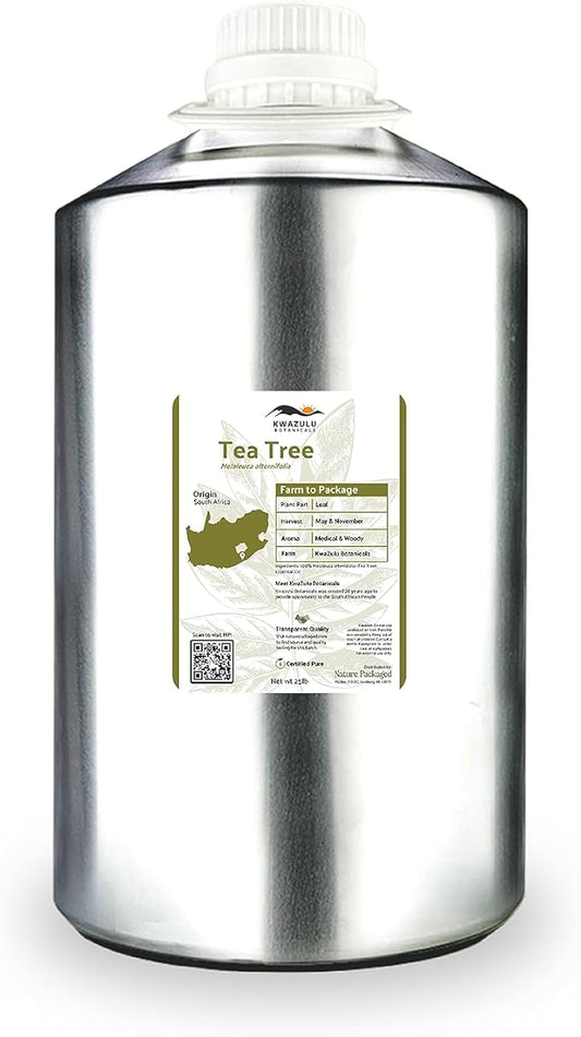 Tea Tree Essential Oil - Direct from Kwazulu Botanicals South Africa - Steam Distilled - Aceite Esencial de Árbol de Té for Aromatherapy, Diffuser, DIY Candle and Soap Making - 22lbs