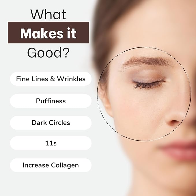 Elensilia 80% Collagen With Gold Peptides Eye Cream - Snail Secretion Filtrate + Matrixyl 3000 + Haloxyl For Wrinkles, Moisturizer - Korean Skin Care, 0.7 fl.oz