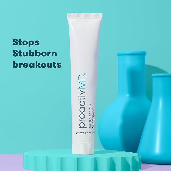 ProactivMD Adapalene Gel Acne Treatment, Paraben Free, Prescription Strength Retinoid For Face and Body Acne, .1% Solution, 1.6 Oz