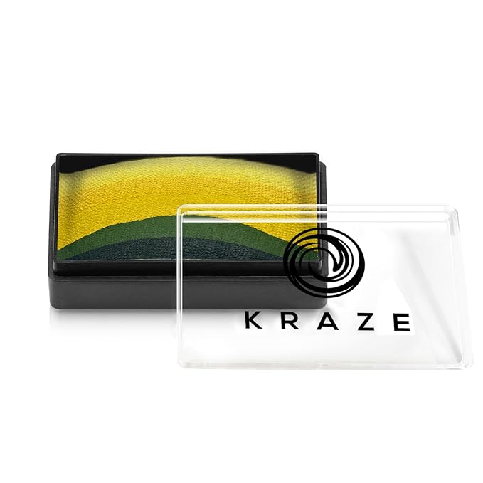 Kraze FX Dome Stroke - Winter Leaf by Linnea (25 gm), Professional 1-Stroke Split Cake, Hypoallergenic, Non-Toxic, Water Activated Face & Body Painting Makeup Supplies for Kids Safe Adults