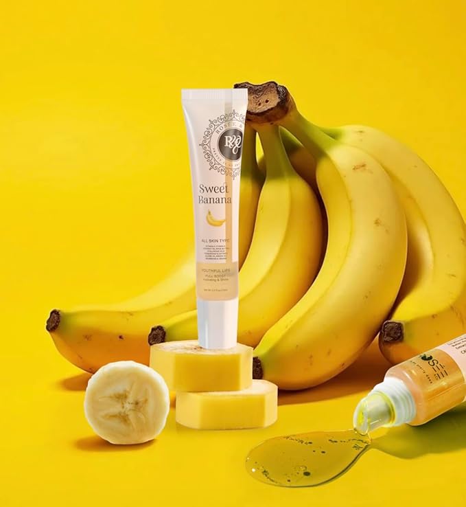 Rosee Lip Gloss Vegan & Cruelty Free Treatment, Professional Make up, Long Lasting Glossy with Shea Butter, Moisturize, Protect & Smooth, High Shine, Non-Sticky (s. Sweet Banana, 0.5)